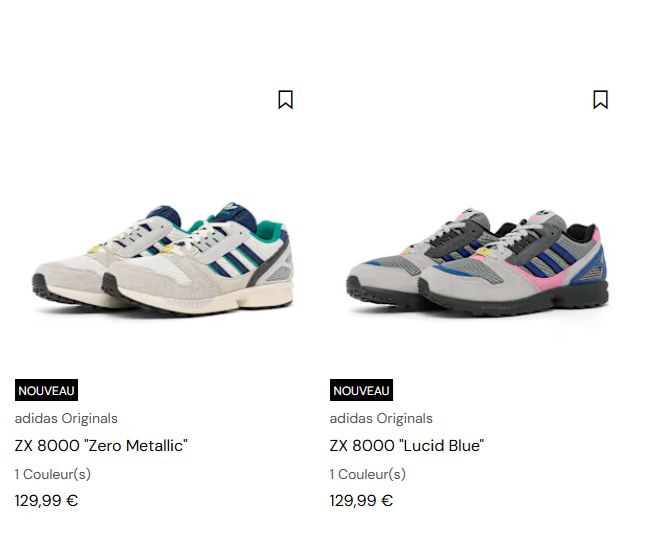 Both adidas Originals ZX 8000 'Zero Metallic' & 'Lucid Blue