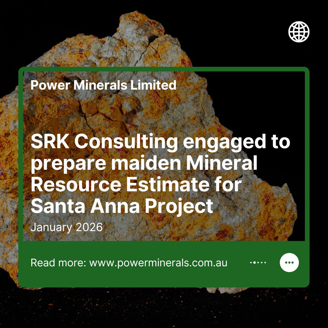 PowerMin_PNN's tweet photo. We’ve engaged SRK Consulting to prepare the maiden Mineral Resource Estimate for our Santa Anna #REE-#Niobium Project in Brazil, a major milestone in the evolution of the Project. The MRE will be calculated from 272 drillholes completed to date by both Power and previous owner EDEM, and will include 8,480 multi-element analyses including 1,433 analyses for quality control. 

Drilling to date has returned impressive intersections including 1m at 62,027ppm (or 6.20%) TREO and 1m at 33,578ppm (3.36%) Nb2O5. The maiden MRE is expected to be delivered in the current quarter, with results from the upcoming major drilling campaign to be used in future upgrades.

MD Mena Habib said, “We are excited to move forward into Resource estimation at the Santa Anna Project. This is a core asset for Power Minerals, and we are committed to expediting the delivery of value at the Project, and the confirmation of a maiden Mineral Resource Estimate will be a key step in the value creation pathway.

It is a testament to our focus and commitment to the Project that we are in a position to commence work on a maiden Resource estimate, having only entered into an option to acquire the Project in April of last year and completed the acquisition as recently as December.

In parallel, we are planning to commence a major reverse circulation drilling campaign at Santa Anna, and anticipate the results from this drilling will form the basis of future upgrades to the maiden Resource estimate, and help confirm the Project’s full value proposition. We look forward to releasing the maiden Mineral Resource Estimate on completion, expected later in the current quarter.”

Read the full $PNN #ASX Announcement here: https://t.co/OrqRO3JT1K

$PEIMF #Niobium #RareEarths #REE #Nb2O5 #CriticalMinerals #BrazilMining