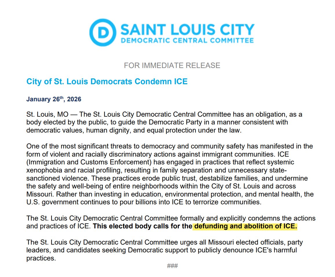 St. Louis Democrats call to defund and abolish ICE.