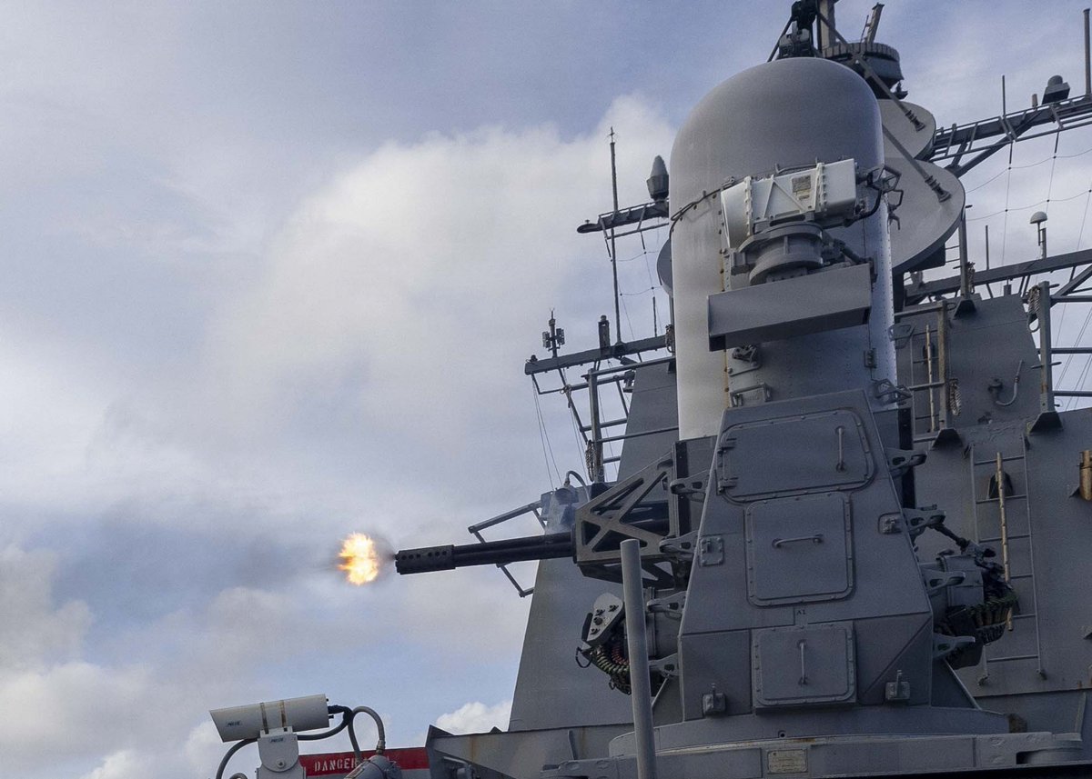 GDBIW's tweet photo. #BathBuiltInAction
Bath-built USS Michael Murphy (DDG 112) fires its Close-in Weapons System (CWIS) on the aft missile deck during a live-fire exercise earlier this month in the South China Sea. Michael Murphy is underway conducting routine operations in the U.S. 7th Fleet area of operations in the Indo-Pacific.
(Navy π·: Mass Communication Specialist 1st Class Jonteil Johnson)