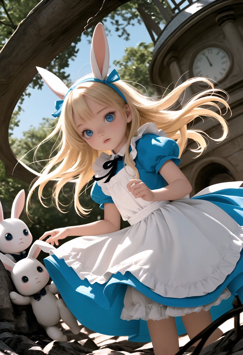 aliceDollMix's tweet photo. Forgotten Doll in Wonderland
「私の耳もこころも、跳ねてたいのかな?」
#AIart #Alice #ReAlice https://t.co/KPfCTtN4N4