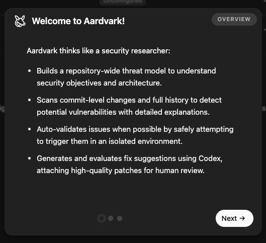 Aardvark onboarding modal