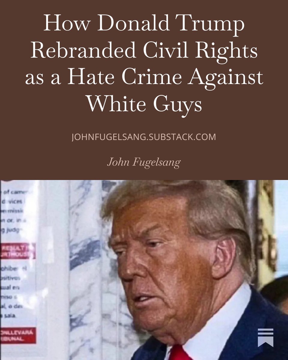 When you’re used to privilege, equality for someone else feels like a mugging. 

Pls read, review, subscribe... johnfugelsang.substack.com/p/how-donald-t…