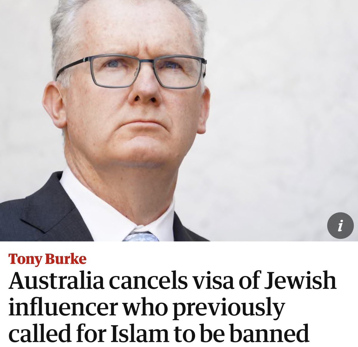 DrewPavlou's tweet image. Just last month two Islamist extremists massacred 15 people at a Jewish event at Bondi. 

The Australian government has not cancelled a single visa related to Islamist extremism since Bondi.

But they’ve managed to find a random Jewish guy to target with a visa cancellation.…