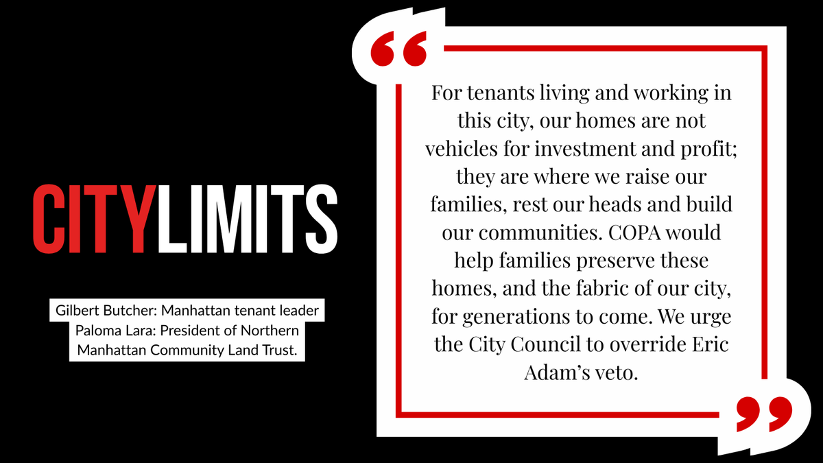NewEconomyNYC's tweet image. NEW: A tenant leader in a building that “Worst Landlord” Ohebshalom ran into the ground &amp;amp; a community land trust organizer explain in @CityLimitsNews how COPA would give tenants a critical tool to break the predatory cycle of speculation &amp;amp; displacement.
citylimits.org/opinion-the-co…