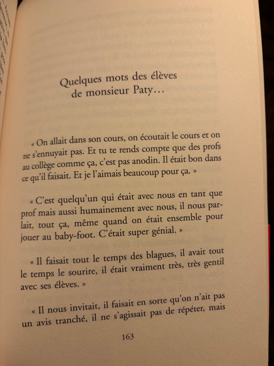 EmilieFreche's tweet image. Monsieur Paty, ce sont ses élèves qui en parlent le mieux. Et leurs mots ridiculisent les propos tenus aujourd’hui  par Vuillemin, l’avocat de Sefrioui
(#lecoursdemonsieurmaty #SamuelPaty @AlbinMichel   )