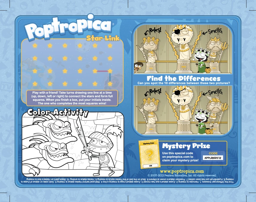 VworldHistory's tweet photo. in February 2012, Poptropica had an Applebees Activity Book! https://t.co/BDprEOI94a
