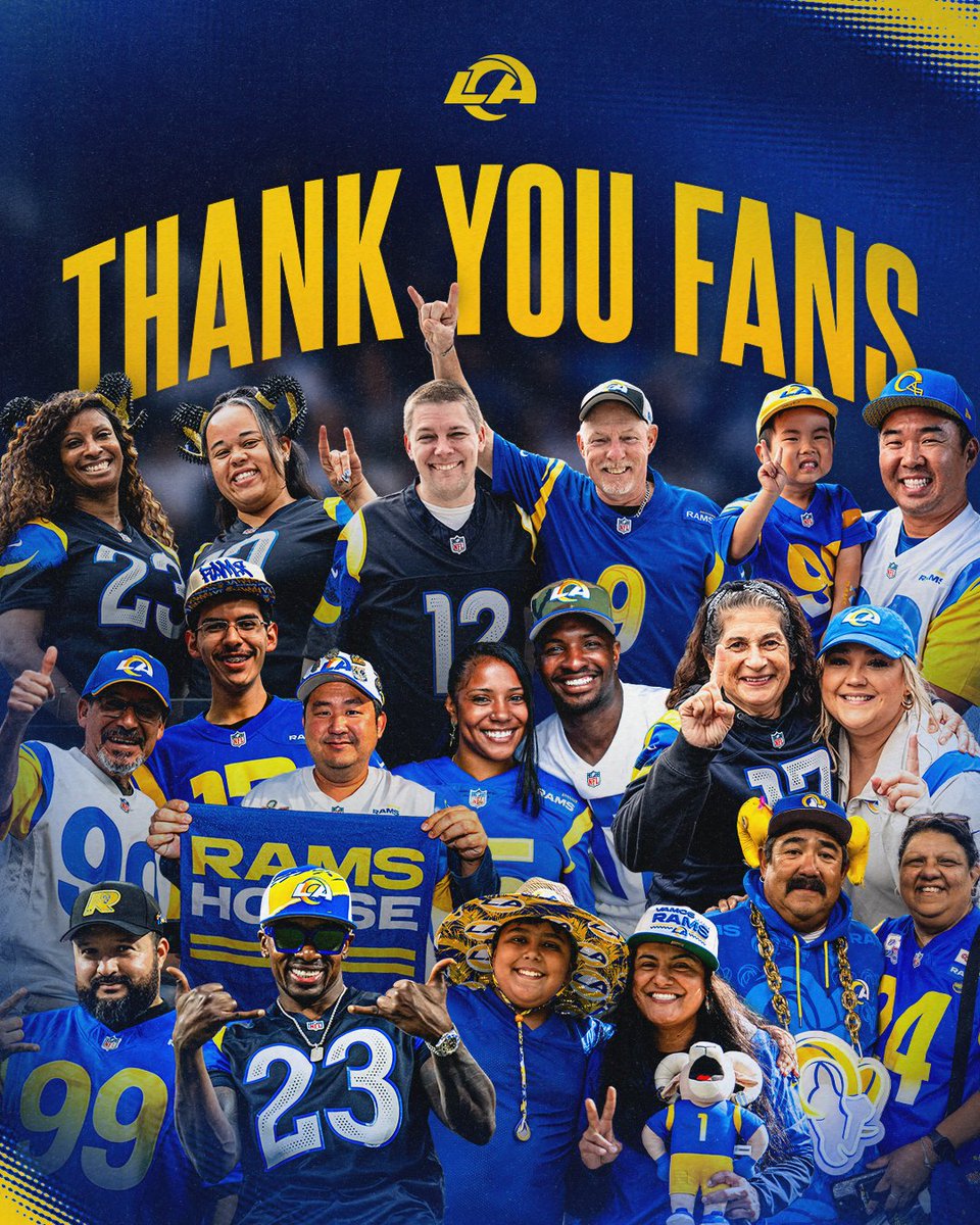 Thanks for always bringing the energy, passion, and unwavering support. There is no us without you. Love you, Rams fans. 🫶
