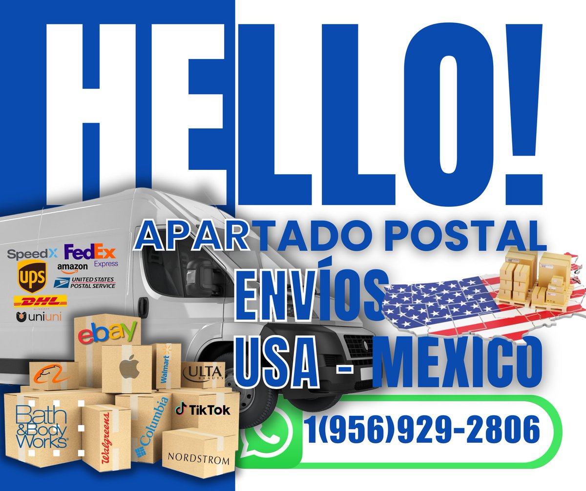 Envios_'s tweet photo. Envío paquetería a México, desde Texas 
APARTADO POSTAL resguardamos todos tus compras hasta que nos indiques que deseas envío o pases a recoger a mostrador.
https://t.co/Ewha6K8DFt https://t.co/ITUWv6rB79