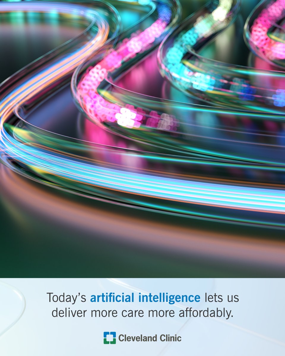 ClevelandClinic's tweet photo. With today’s artificial intelligence, care can be delivered affordably to more people at a greater scale. Combined with better integration of health systems, we have many reasons to be optimistic about the future. #StateOfTheClinic https://t.co/gARl1sjlKe