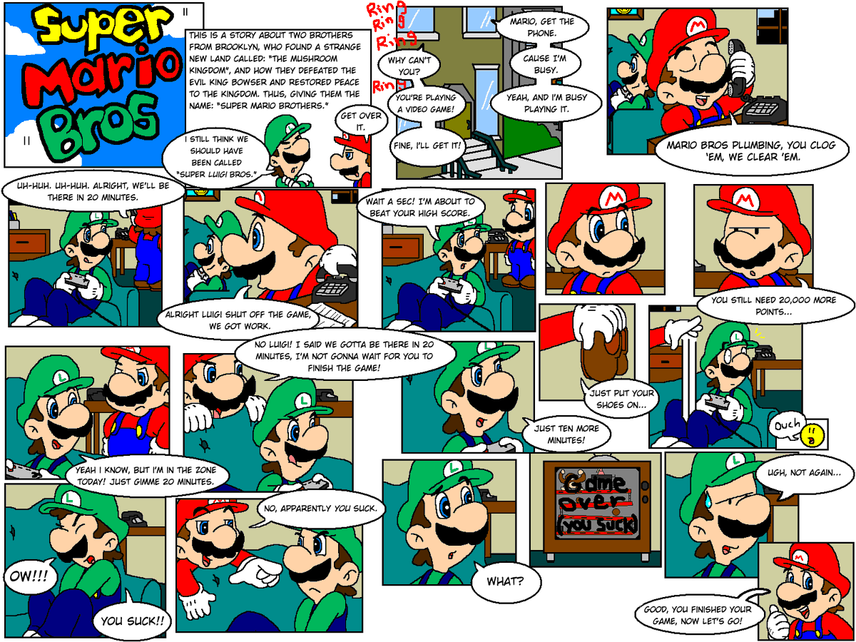 Nintendrawer's tweet photo. ⭐️Update on SMB dub ⭐️

Currently @SlickFrame and I have over 50 pages recorded for Mario's voice alone, with the awesome @JessePinnickVO 🍄

We have 5 more episodes left to record with the current amount of completed pages before we start recording other characters. https://t.co/IcYm2l4zuY