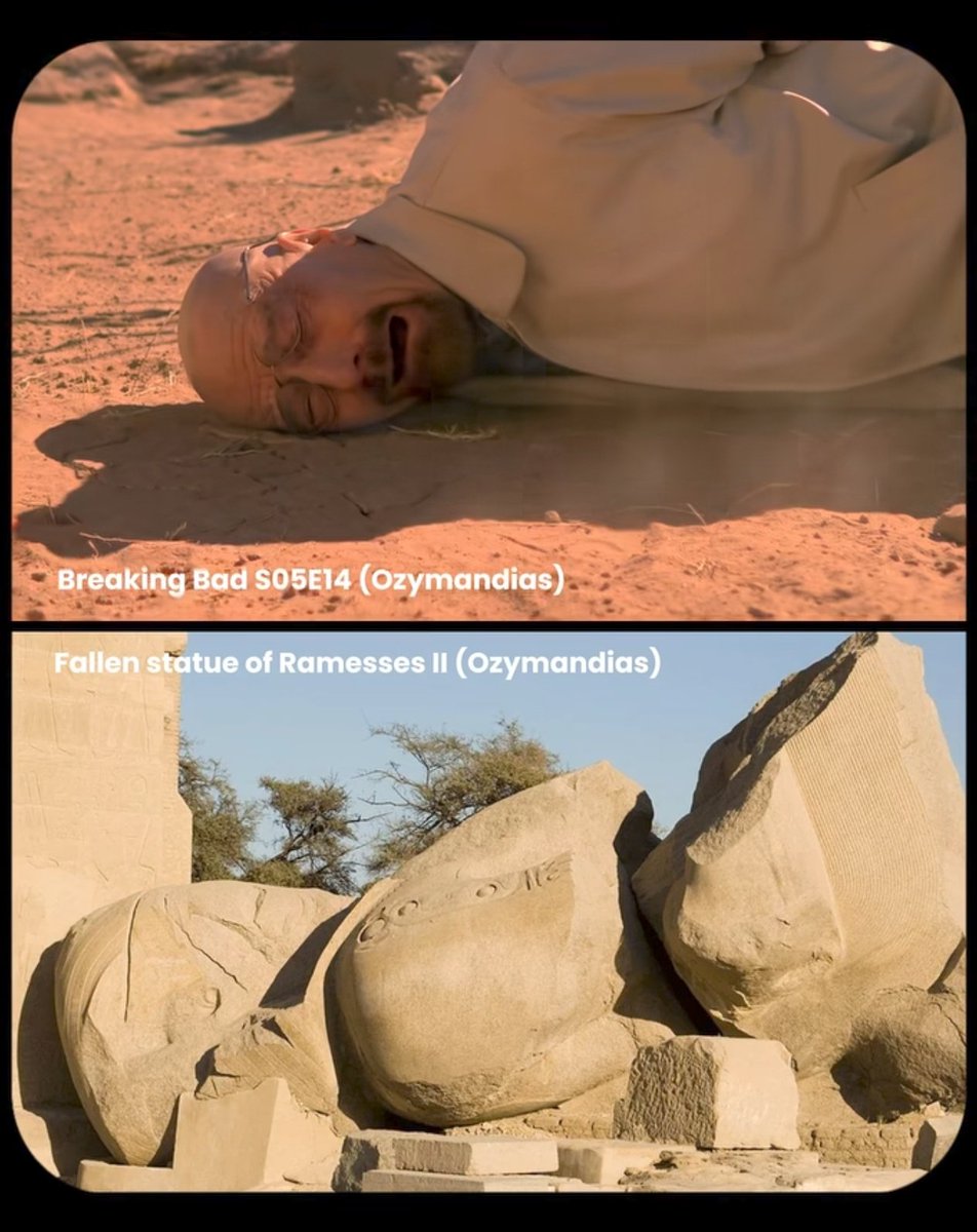In Breaking Bad Season 5, Ep. 14, the title ‘Ozymandias’ refers to Percy Bysshe Shelley's poem about a shattered statue in the desert, a powerful king whose works have crumbled into dust. The Breaking Bad episode uses this imagery to depict the collapse of Walter White's drug