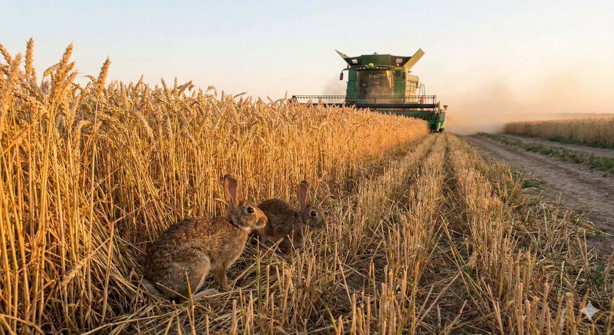 Environmentalists count cattle deliberately killed for food. They don't count animals killed by crop agriculture.

But the deaths are real. They're just invisible.

Combine harvester moving through a wheat field: Every field mouse nesting in the grain dies. Every rabbit