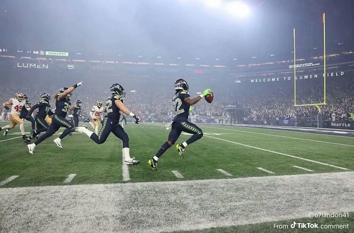 TheMomNextDoor2's tweet image. SHAH22D STAMPEDE! 💙💚 Hang it in the Louvre. 🖼️ #MOB #TheDarkSide #NFCChampions #SuperBowlBound