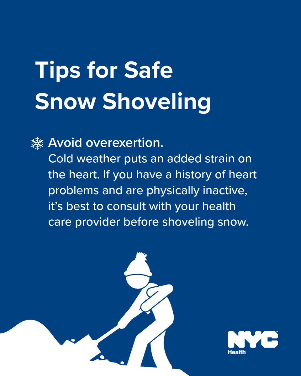 nycHealthy's tweet photo. In NYC, homeowners are responsible for shoveling snow. Here are some tips for shoveling safely! ❄️ ✨

Learn more: https://t.co/jQRrlKsGPs https://t.co/8pz6hN6SQw