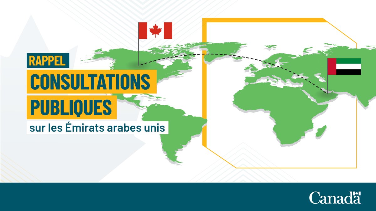 CommerceCanada's tweet photo. N’attendez pas! Donnez votre opinion sur un éventuel accord de partenariat économique global entre le Canada et les Émirats arabes unis. 🇨🇦🇦🇪
Votre rétroaction est acceptée jusqu’au 27 janvier 2026 :
https://t.co/77C4OSHGR9
#DiversificationCommerciale #APEG https://t.co/dbZyAN1Sph