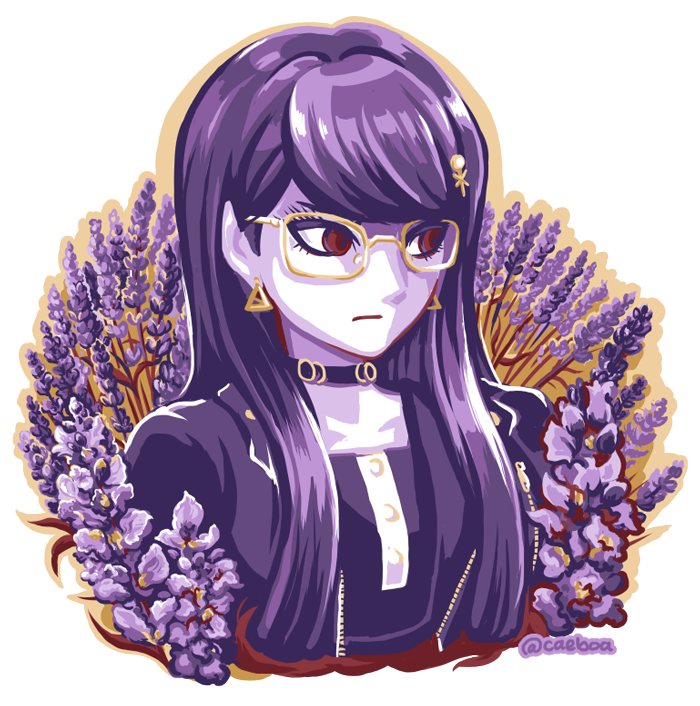 A faint scent of lavender...  
Hiruko Shizuhara &amp; Lavender 
The flower can mean devotion, grace, calm and silence. The purple colour  also brings in elements of elegance, luxury and refinement.   
#hndr_FA #hirukoshizuhara #hundred_line