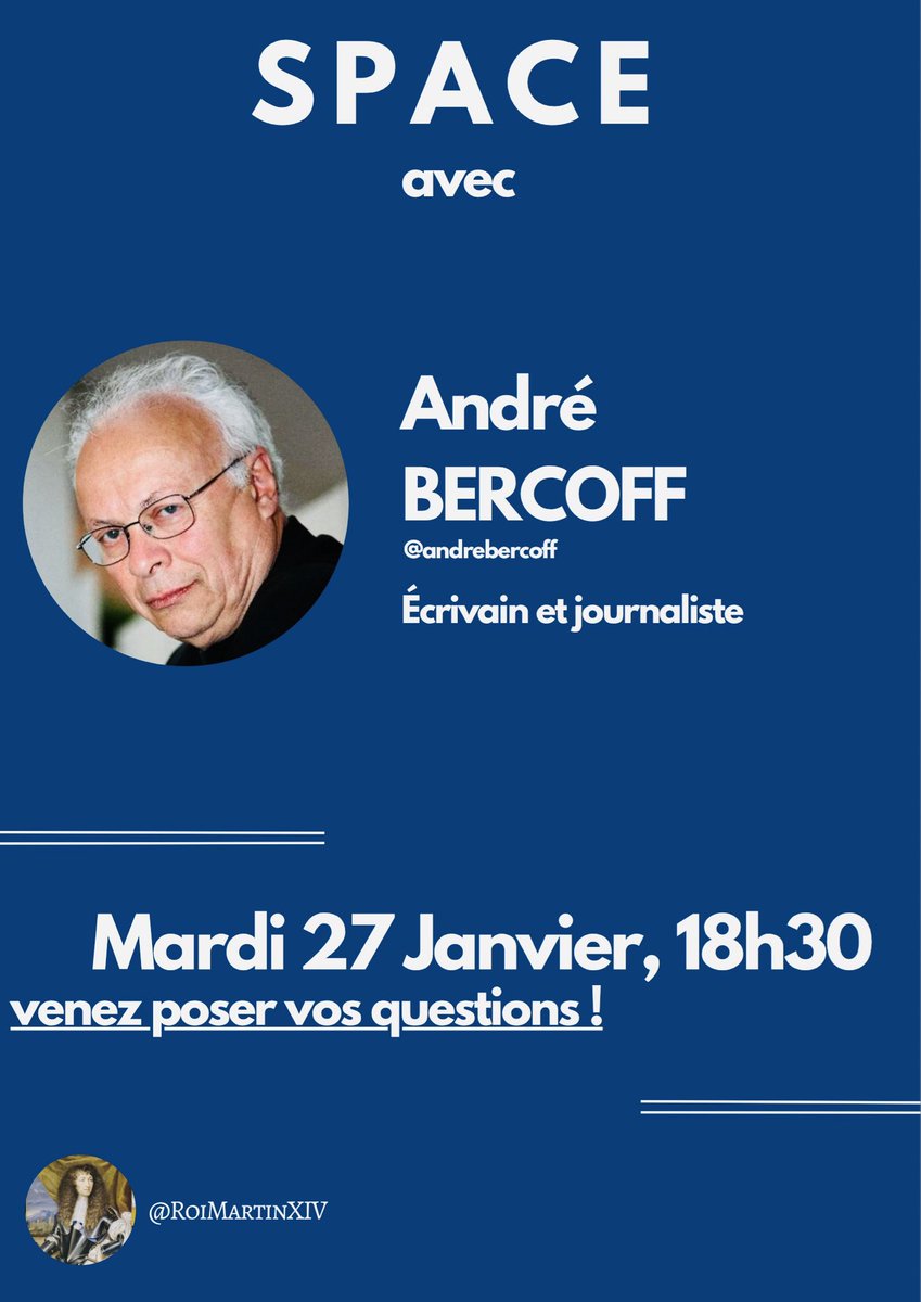Mardi à 18h30, <a href="/andrebercoff/">André Bercoff</a> écrivain et journaliste chez <a href="/SudRadio/">Sud Radio</a> sera mon invité. 
x.com/i/spaces/1OwxW…
