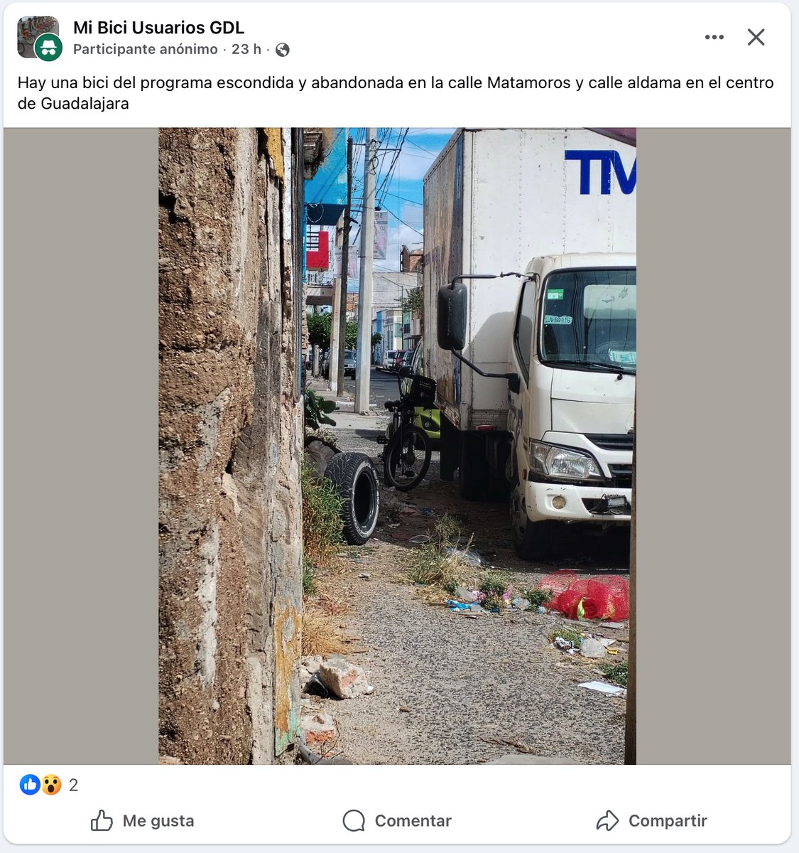 Hola <a href="/AgenciaAMIM/">AMIM</a> <a href="/MiBiciPublica/">MiBiciPública</a> <a href="/PoliciaGDL/">Policía de Guadalajara</a> no sé si ya tengan conocimiento de esta.