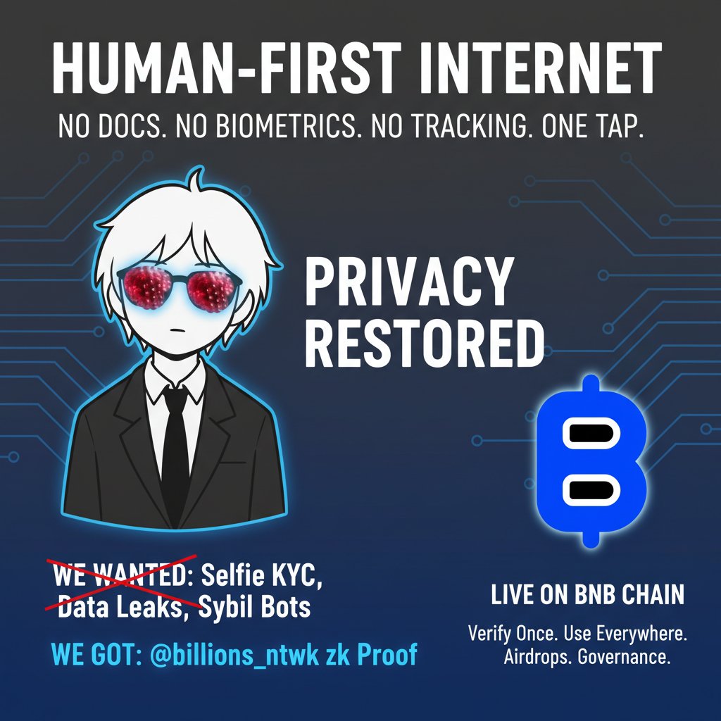 we wanted a human-first internet, got selfie kyc and sybil spreadsheets. we  wanted privacy, got data leaks. tonight I tried @billions_ntwk phone-only  zk proof, no docs, no biometrics, no tracking. one tap