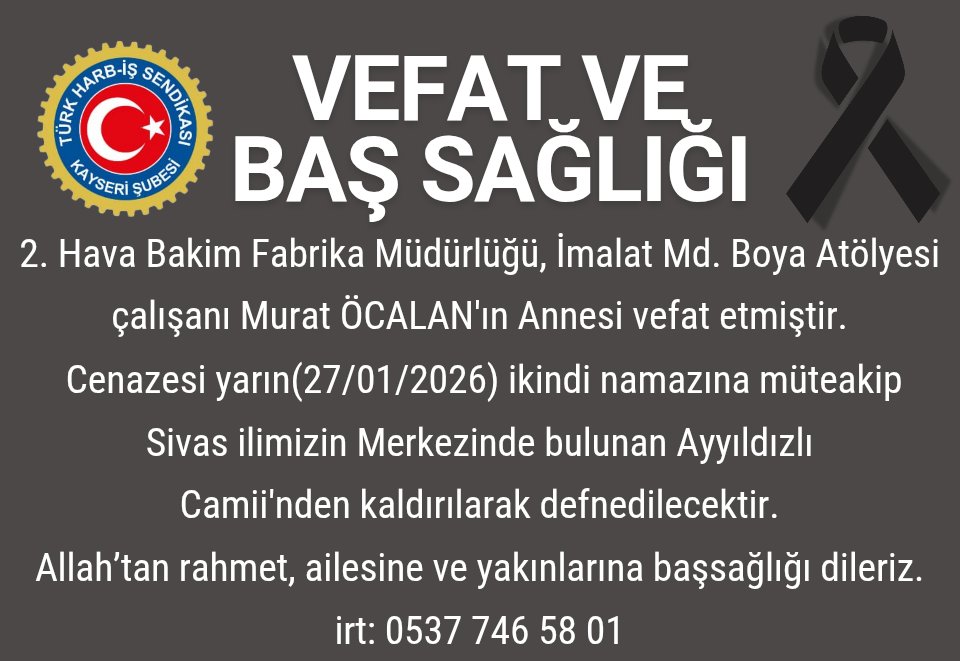 Türk Harb İş Sendikası Kayseri Şubesi (@turkharbkayseri) on Twitter photo 