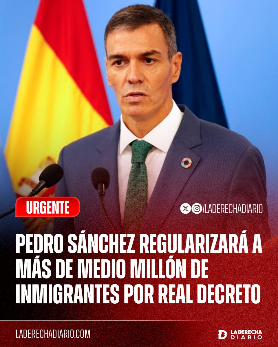 🚨🇪🇸 | #URGENTE HIJO DE MIL PUTAS: El corrupto Pedro Sánchez regularizará a más de medio millón de inmigrantes ilegales por Real Decreto para evitar el rechazo del Congreso, con el objetivo de que lo voten en las elecciones.