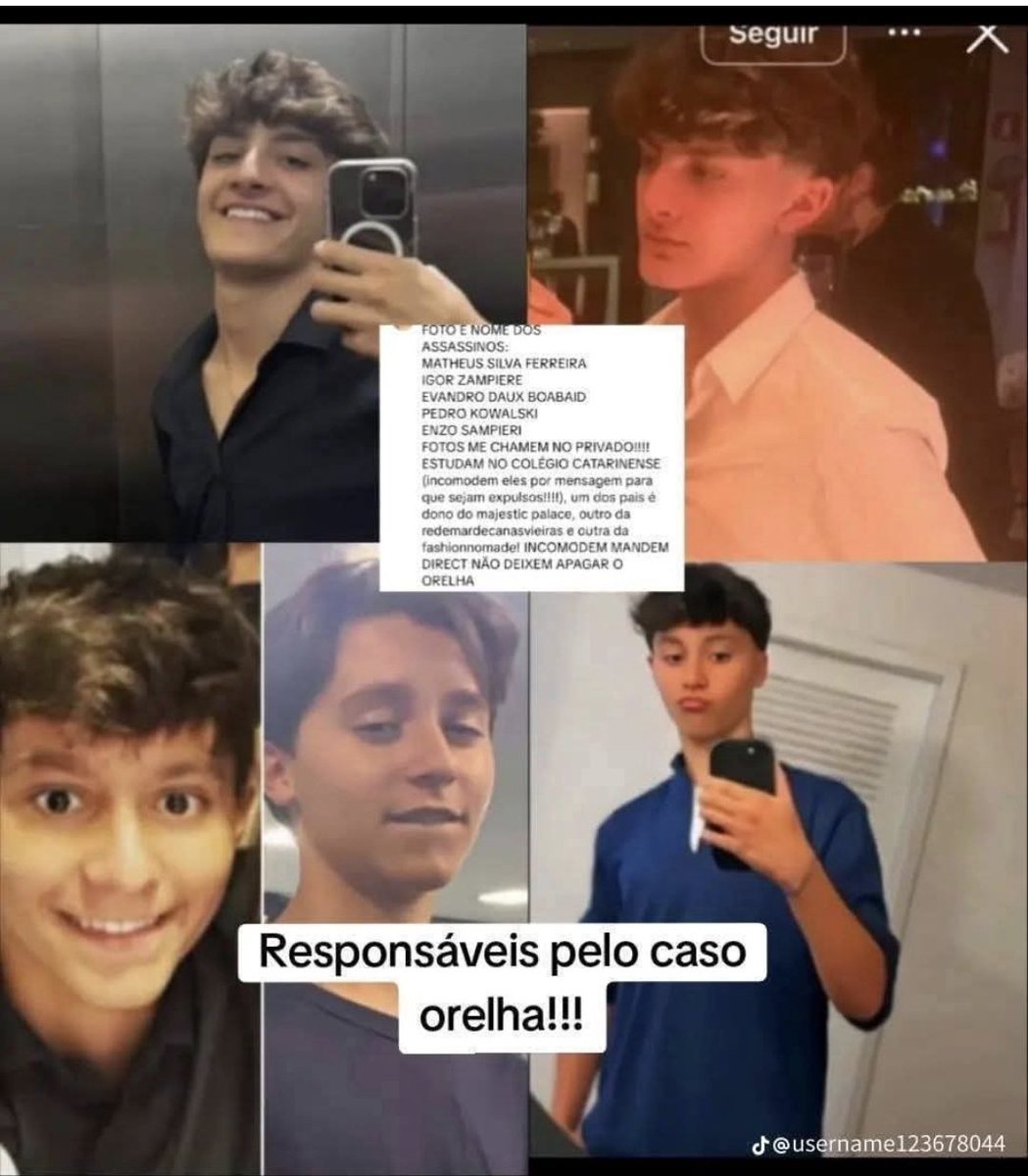 Norlen_'s tweet image. OLHA ELES AÍ"Adolescentes do Colégio Catarinense, um colégio de elite de, foram filmados em flagrante matando um cachorro chamado Orelha na Praia Brava, eles martelaram pregos na cabeça do bichinho. Esses psicopatas juvenis estavam sendo acobertados. Texto da Bia Flauaus