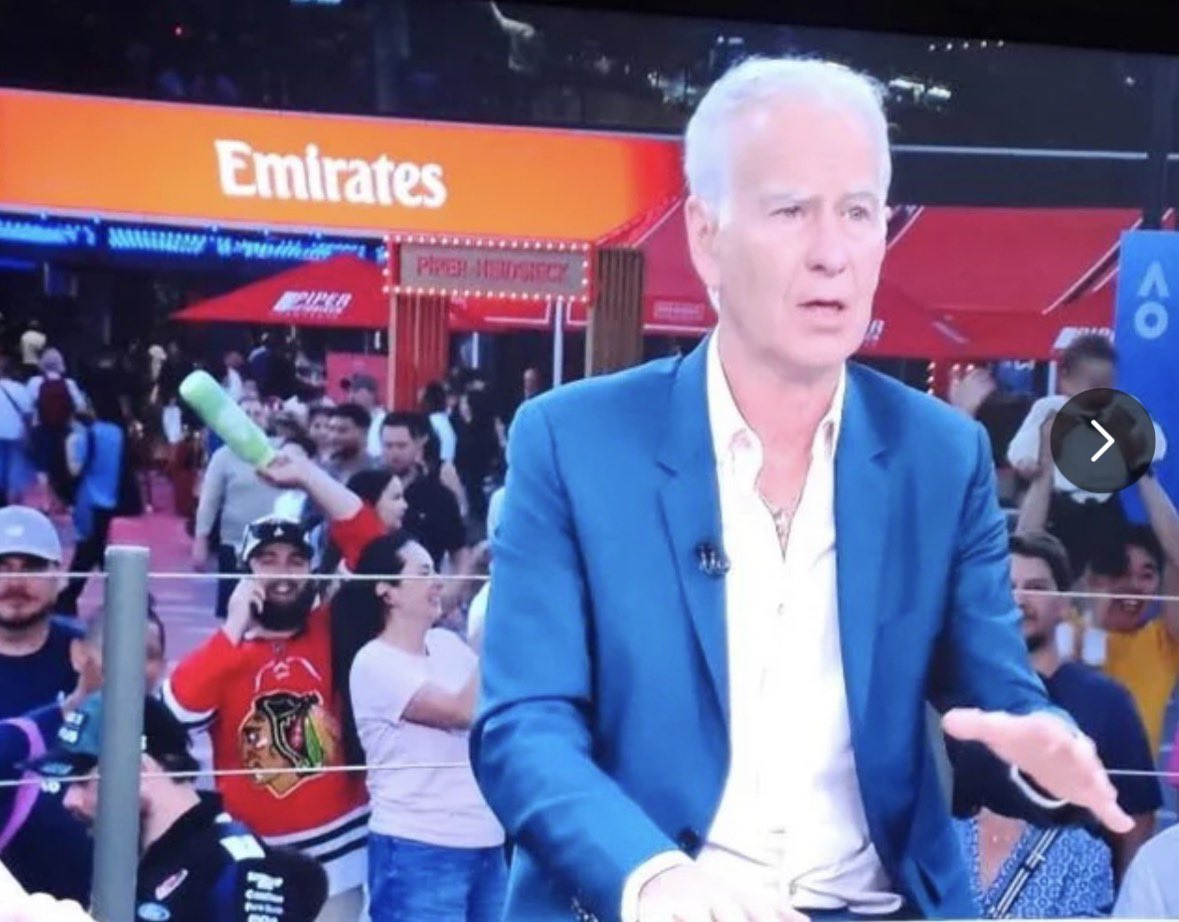 _L0RD_W_'s tweet photo. #AO26 #AustralianOpen2026 🎾 🏆 

Is John McEnroe slowly turning into Biden? 🤔 

#JoeBiden https://t.co/nJABfmphHr