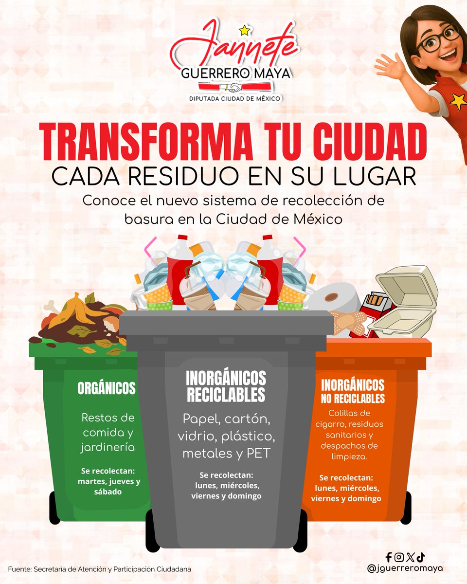 ♻️¡Transformar nuestra capital empieza desde casa!🗑️

🧹Separar los residuos correctamente hace una gran diferencia para una ciudad más limpia y sustentable, ¿ya sabes cómo?🚮
¡Cada acción cuenta!💪