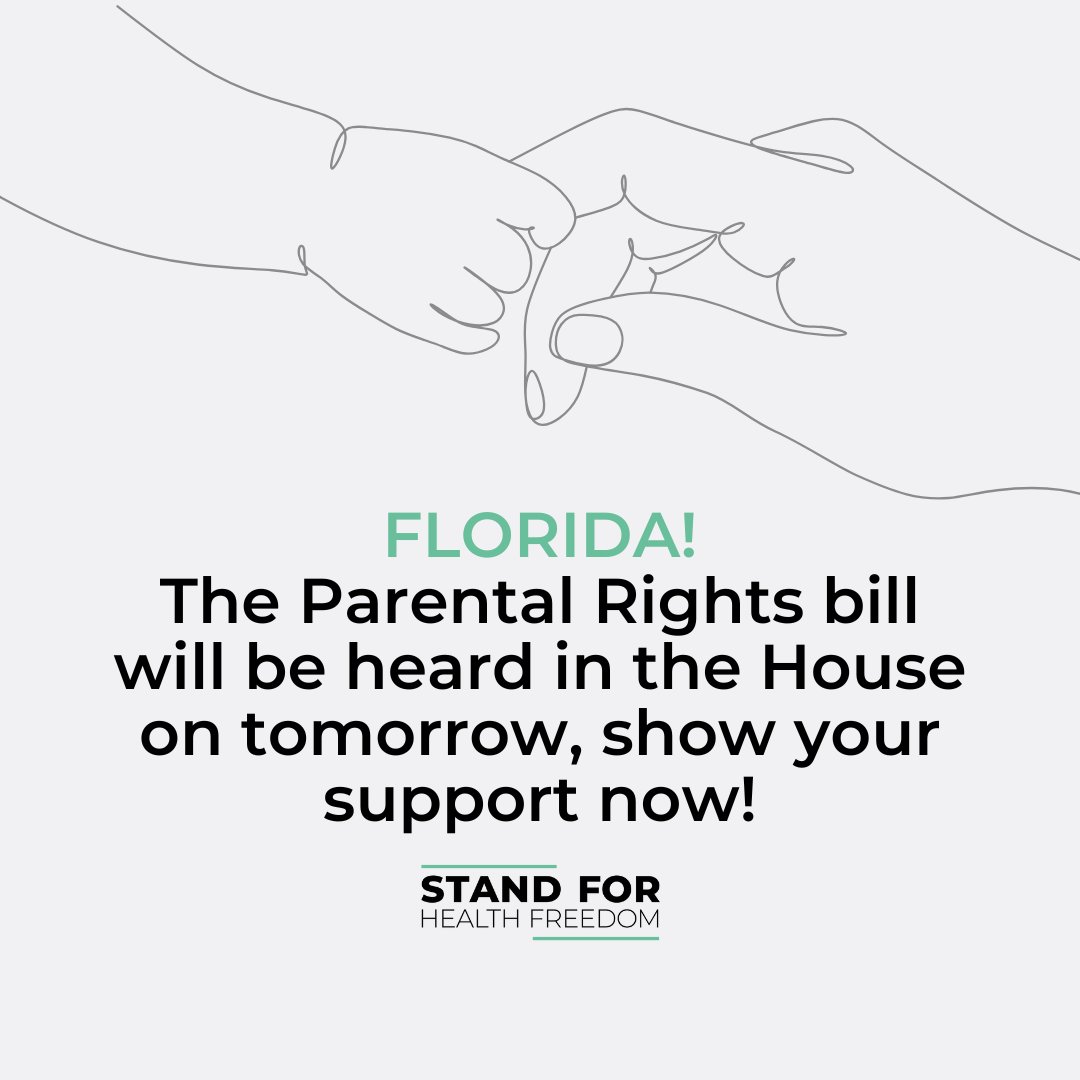 🚨 FLORIDA! ACTION ALERT – TOMORROW
HB173 will be heard in the House on 1/27/26 at 12:30 PM.

Florida has led the nation on parental rights, and SB166/HB173 builds on that progress by strengthening parental consent, preventing unauthorized medical interventions, and increasing
