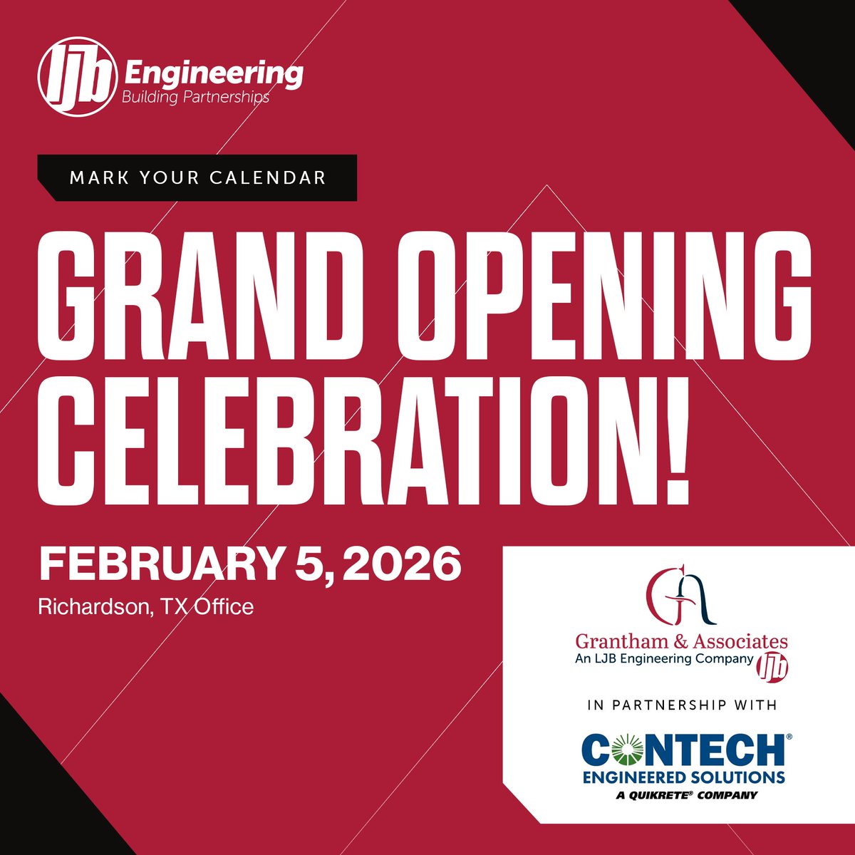 🎉 We're opening our new Richardson, Texas office!

📅 Feb 5, 2026
⏰ Ribbon-cutting @ 4pm
🍪 Open house to follow

Optional public forum on water regulations @ 2pm w/ PDHs available 🎓

📩 RSVP here: hubs.ly/Q0405ZFb0