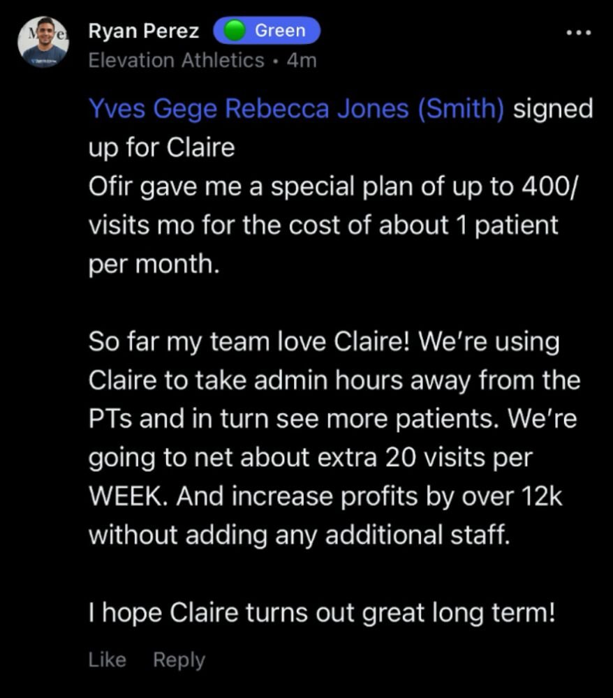 building solo = aiming for a large TAM of small businesses.

it's exciting cause it lets me touch people directly and change their lives with something I created.

1 of 100 will actually message me back about the impact Claire had on them. but when it happens - it's priceless.