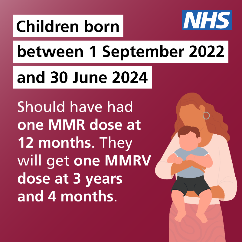 NHSuk's tweet photo. Children under 6 on 1st January 2026 will now get the MMRV vaccine as part of the NHS childhood vaccination programme.

This replaces the MMR vaccine in the routine schedule and adds protection against chickenpox, alongside measles, mumps and rubella.