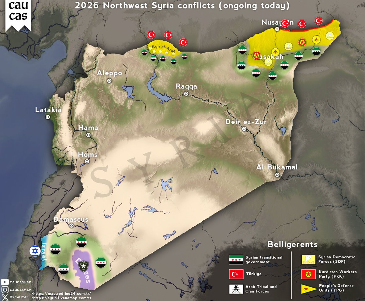 bycaucas's tweet image. 2026 Northwest Syrian conflict map (Ongoing today)
Creator @bycaucas
#syriamap #syria #caucasmap #suriyeharitasi #suriyeicsavasi