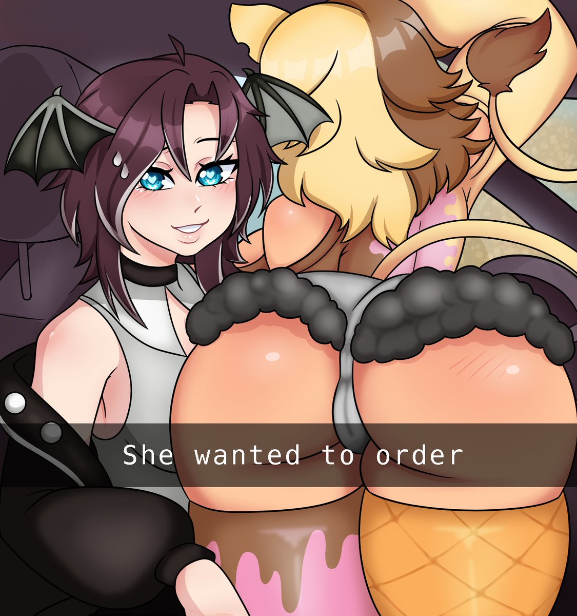 I had the lovely opportunity to draw 2 absolute baddies! ❤️🦇❤️
Here's my comm piece for <a href="/ItzBatzeyy/">𝐵𝑎𝑡𝑧𝑒𝑦𝑦 🦇👾</a> !
Someone was a little too eager to order her own food lol!❤️💛💙

#Vgencomm #meme #ychcommission #digitalart