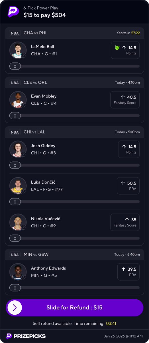 Copy my PrizePicks lineup using this link: 
prizepicks.onelink.me/gCQS/shareEntr…