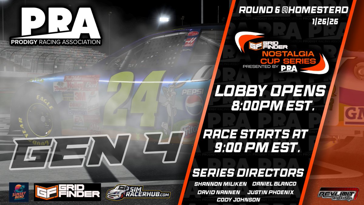PRA_updates's tweet photo. Grid Finder Nostalgia Series | Season 1 Finale
Tonight at 8pm EST! 
Live here: https://t.co/NvTLW6y2J8

Jacob Schneider just has to be posted 30th or higher to become the first Nostalgia Series Champ in PRA History, and he will also take his fourth PRA Title in the last 4 months! https://t.co/LPFzmlpub2