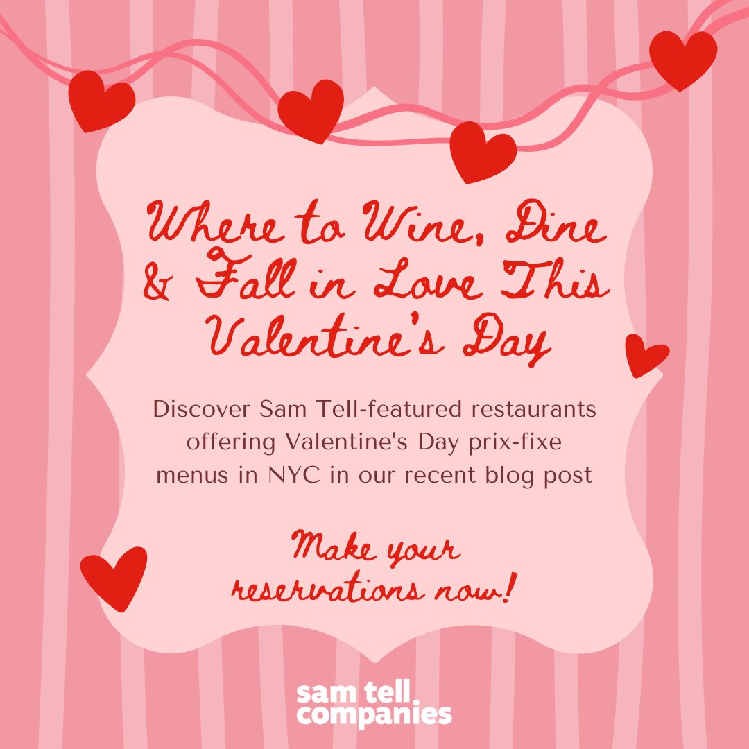 Love is in the air, and reservations are filling up fast

Discover where to wine, dine, and celebrate Valentine's Day 2026 with Sam Tell-featured restaurants across NYC

Read the full blog - samtell.com/blog/where-to-…