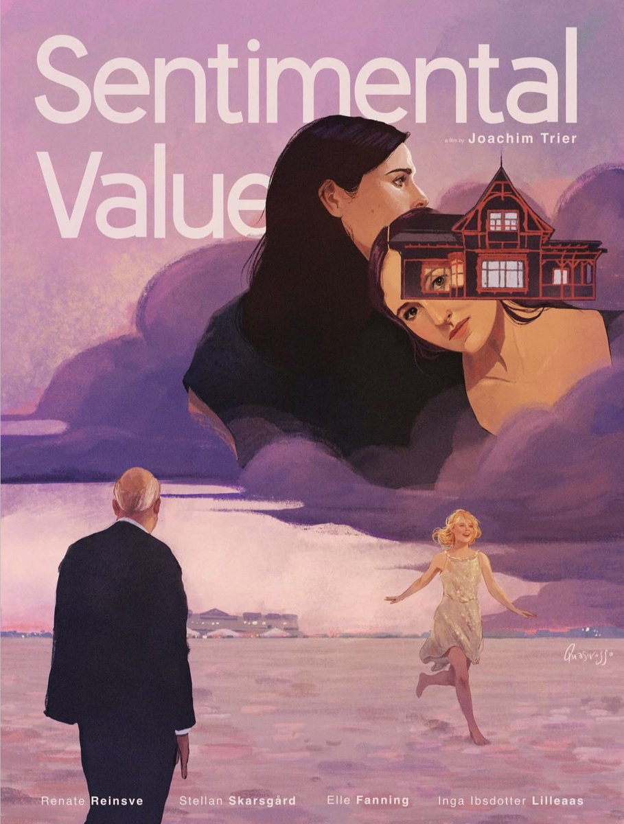 rebellevague's tweet photo. La locandina illustrata di Sentimental Value di Joachim Trier a cura di Giovanni Esposito, in arte Quasirosso. https://t.co/oYRNU1CTmH
