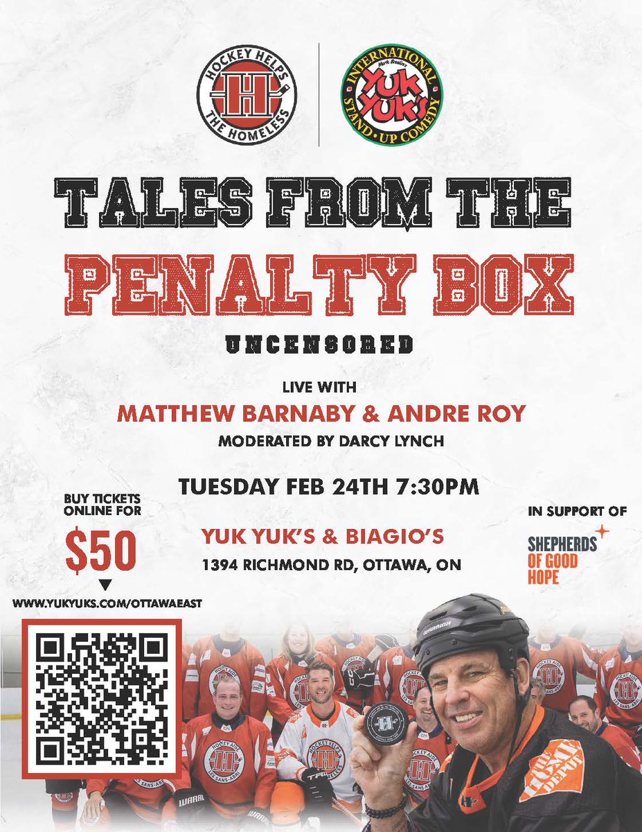 HockeyNightYY's tweet photo. It's long overdue but  @AndreRoy36 &amp; @MattBarnaby3636  are coming back to @YukYuksOttawa. Tickets will go fast! https://t.co/eO6maPziSW