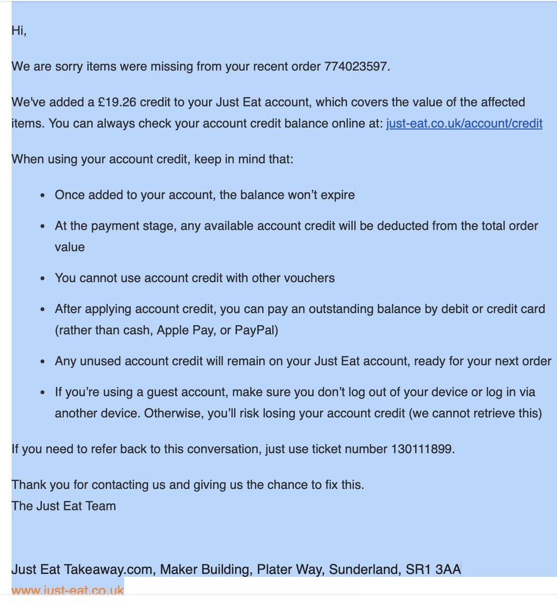 DanielJ37897525's tweet image. Your team has the order number. They've issued two different credit amounts via email and DM. The story is in the thread.

My demand remains a refund to my card, which your agents have repeatedly refused. The matter is now with my bank.

This concludes our public correspondence.