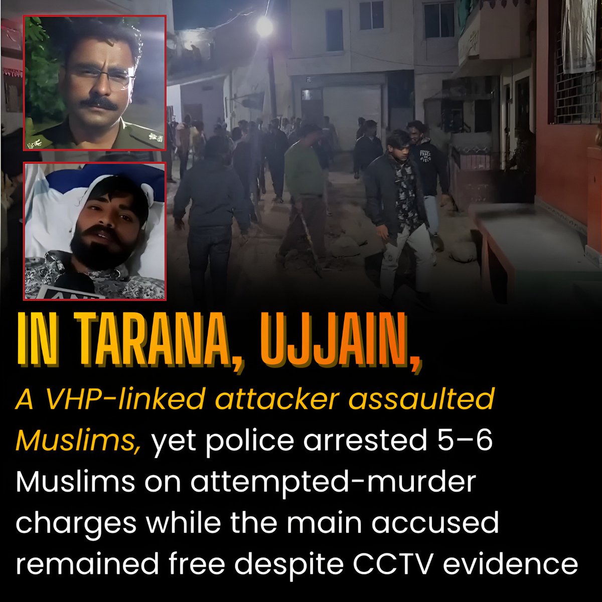 SiddiquiAnee's tweet image. Tarana violence exposes India’s institutionalized Muslim persecution. Despite CCTV and eyewitnesses,VHP attacker Sohel Thakur remains free, while Muslims were instantly booked on attempted murder—justice inverted by Hindutva policing

#ARMYNoCompraReventa #BINI #Chanwoo28thBDAY