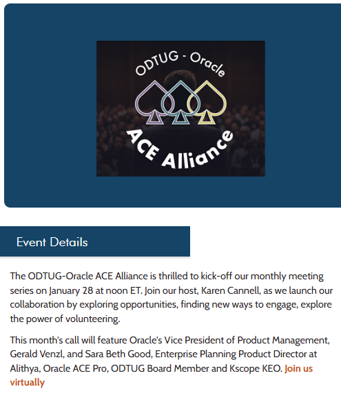 Oracle Developer & Technology User Group (ODTUG) tweet media