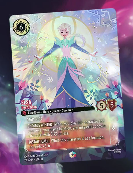 lorcana elsa enchanted card 🚨New #lorcana card!🚨 Because we needed another right? Put chosen exerted character into their players inkwell facedown and exerted Elsa Disney Lorcana The First