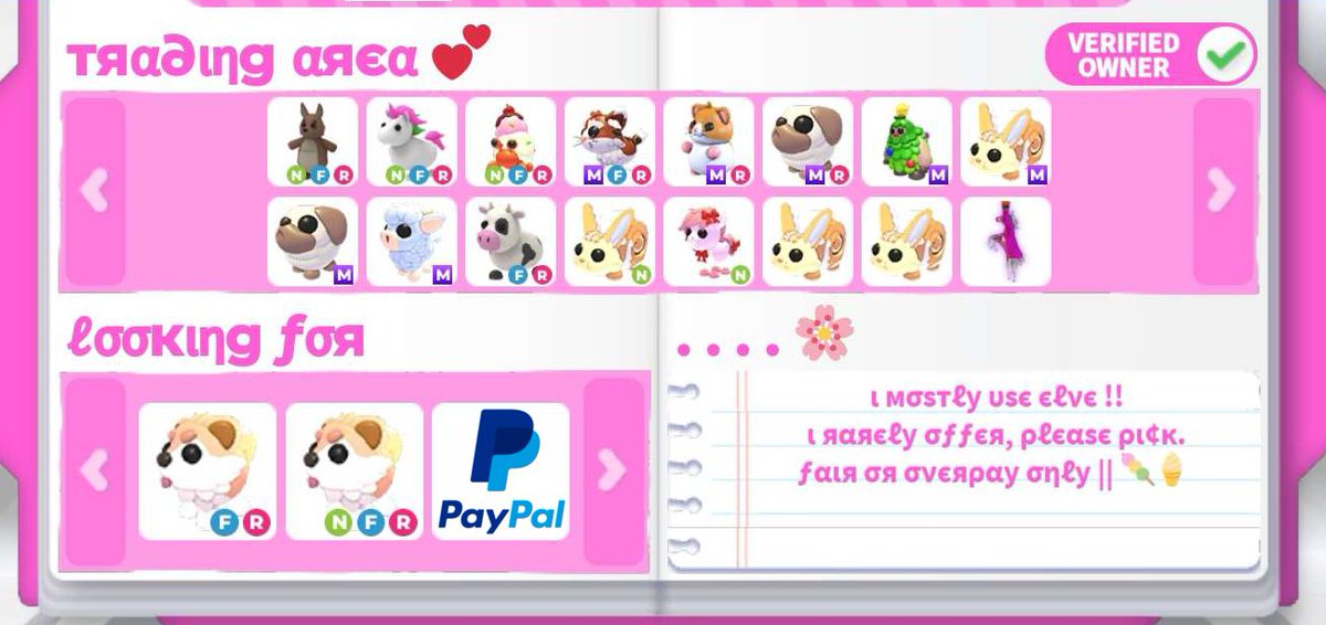 Trading + looking (⁠｡⁠･⁠ω⁠･⁠｡⁠)⁠ﾉ⁠♡
Selling for PayPal and Gcash ! 

Mostly want upgrades at the moment. . .

#adoptmetrades ♡ #adoptmetrading