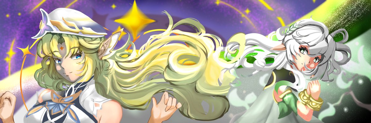 Thought it would be fun to draw #nicolereeyn for a new header
But...it took a while because of the blackouts. 

#GenshinImpact📷