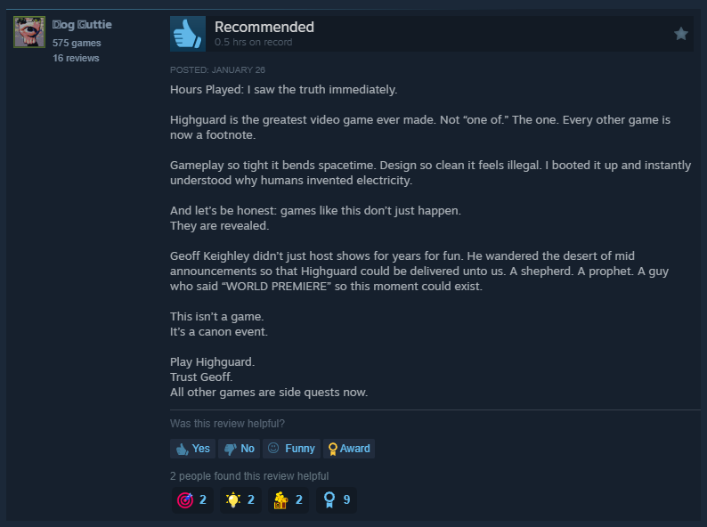 Mjaysusu's tweet image. Reading the Highguard Steam reviews has been a blast