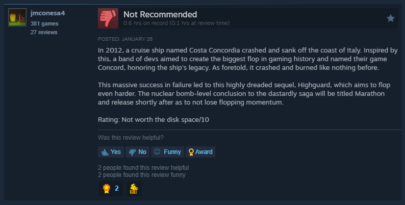 Mjaysusu's tweet image. Reading the Highguard Steam reviews has been a blast