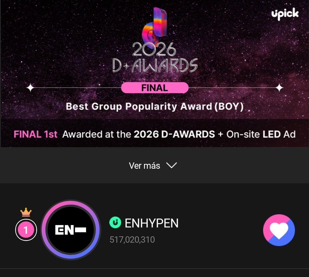jakewon_stars's tweet photo. 📢 — ENGENE, recuerden votar por #ENHYPEN en los D Awards en la app de UPICK, los votos son ILIMITADOS y la votación cierra en menos de 2 días, mantengámonos en primer puesto ! 🙏🏻

🖇: https://t.co/xNu9v2s4UP https://t.co/gSBzE4tRhH