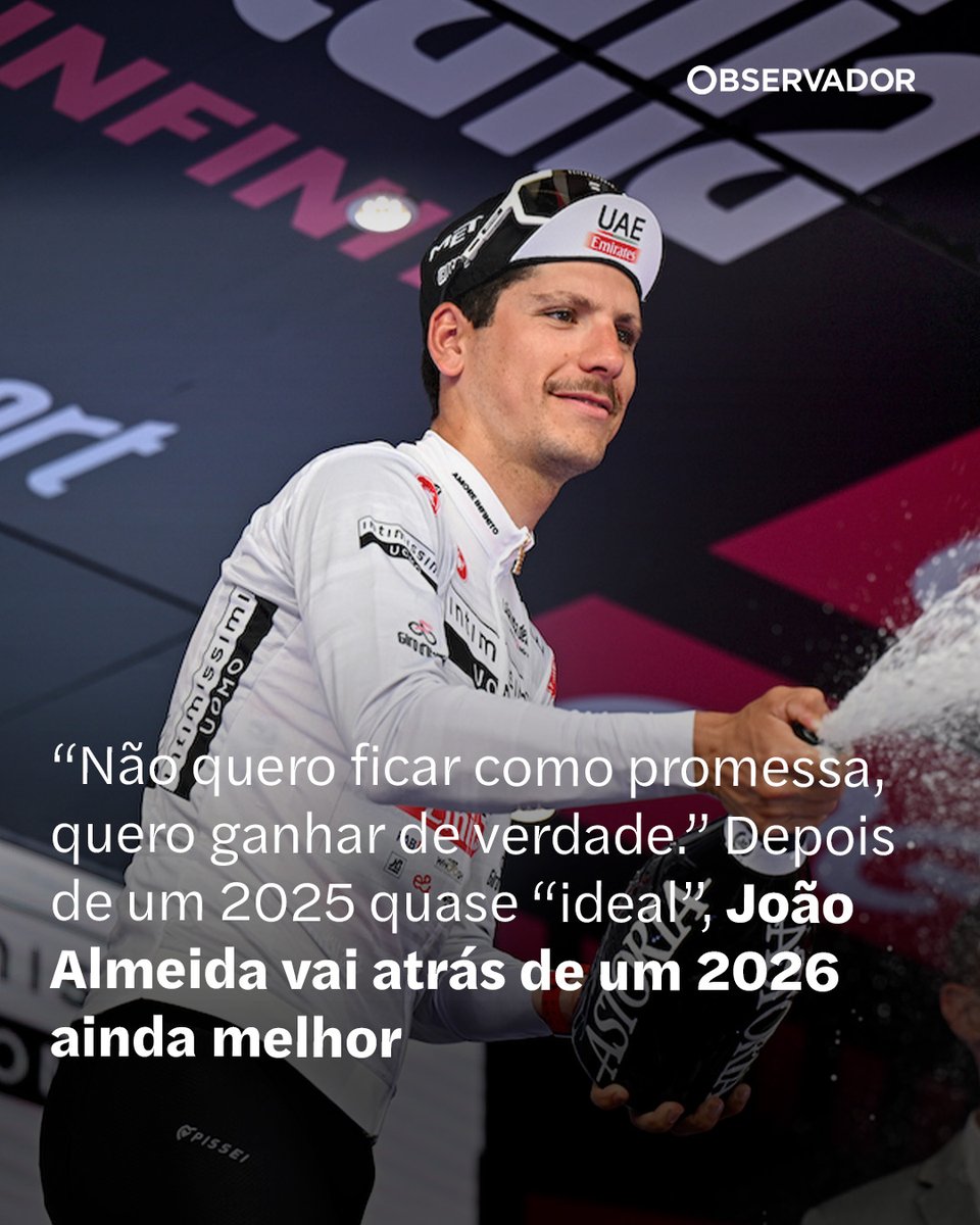 observadorpt's tweet image. Ganhou três provas, ficou em 2.º na Vuelta e só lamenta o Tour – mas quer mais. Depois de fechar o melhor ano da carreira em 2025, João Almeida quer "ganhar de verdade" em 2026. A começar no Algarve.

Saiba mais no link nos comentários.

(📸 Getty Images)

#JoãoAlmeida #Ciclismo